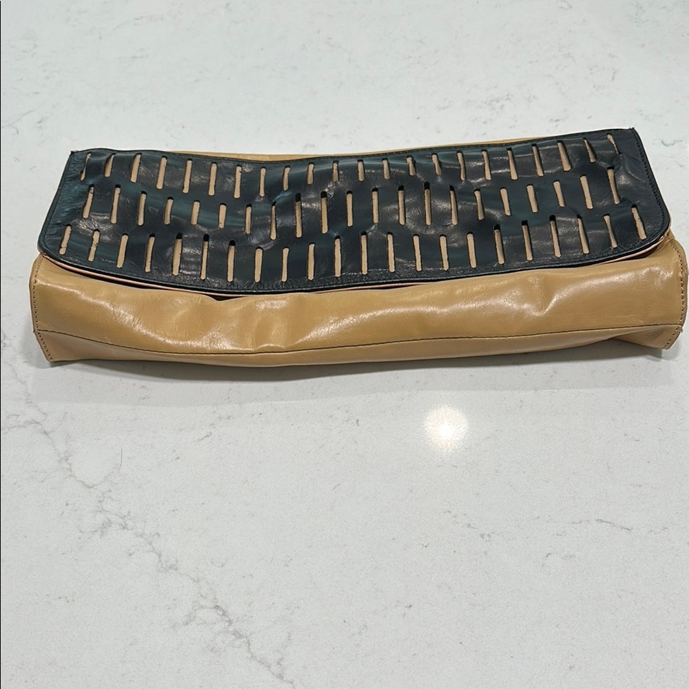 BCBGMaxAzria Tan Leather Clutch
